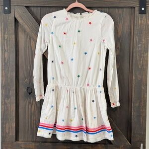 Mini Boden Girl’s Embroidered Multicolor Star Patterned Lined Dress Size 13-14Y